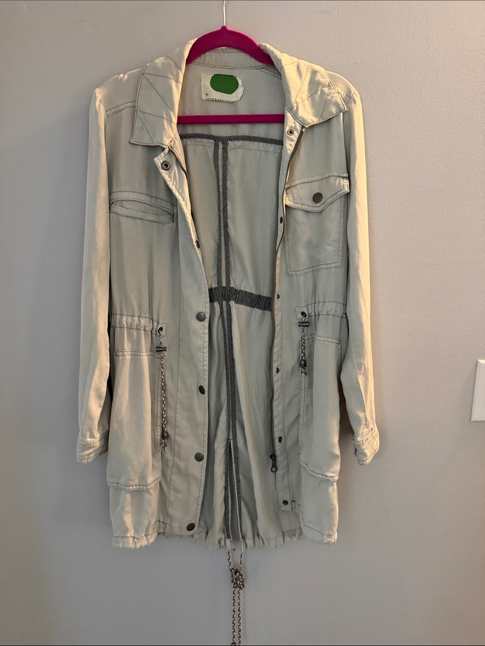 Anthropologie Light Beige Utility Anorak Jacket